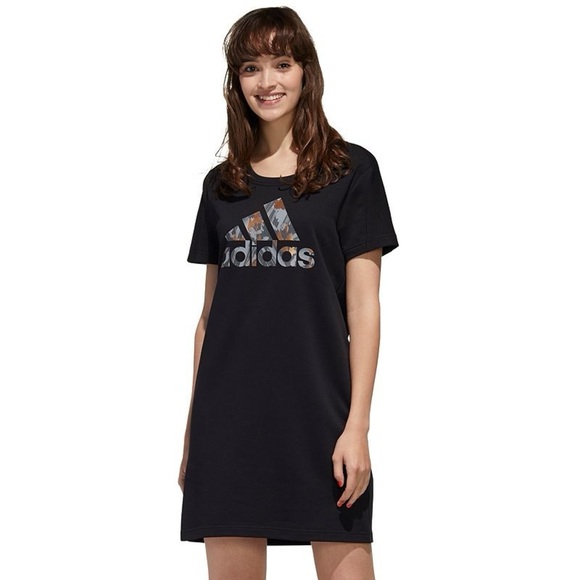 Adidas x Zoe Saldana Collection Women’s T-Shirt Dress Black Logo Short Sleeve - Picture 1 of 8